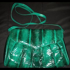 J RENEE Vintage Green Snakeskin Clutch/Crossbody